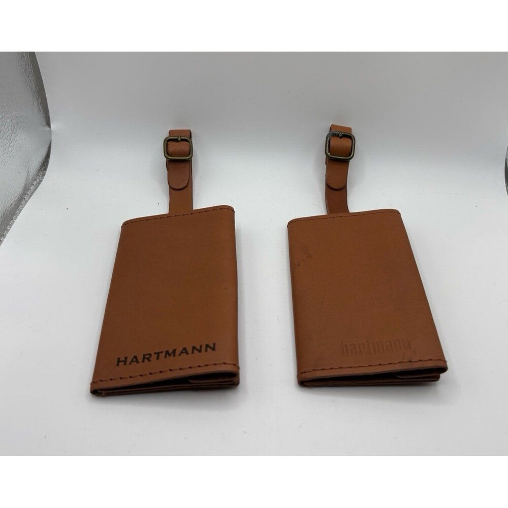 Lot of 2 Hartmann Luggage Tag Brown Folding Address Card ID Holder